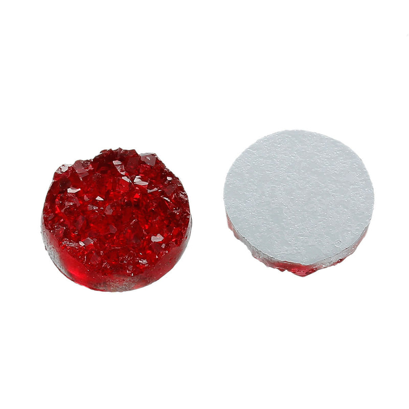 10 Round Resin Cherry Red DRUZY CABOCHONS, faux druzy, 12mm  cab0421