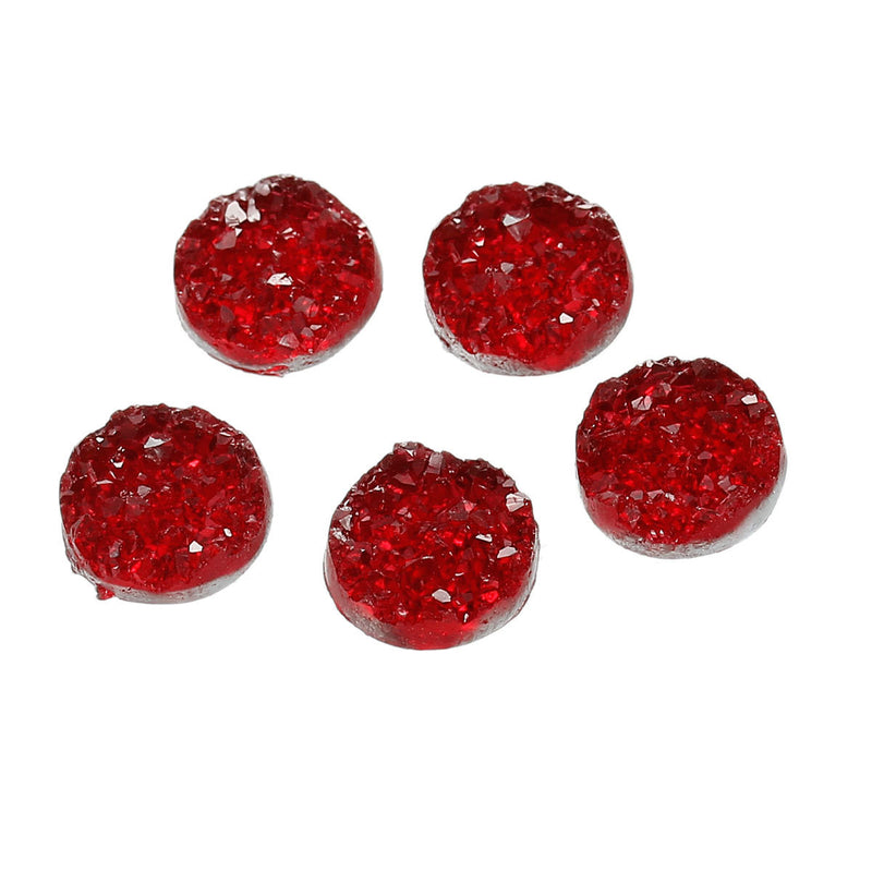 10 Round Resin Cherry Red DRUZY CABOCHONS, faux druzy, 12mm  cab0421