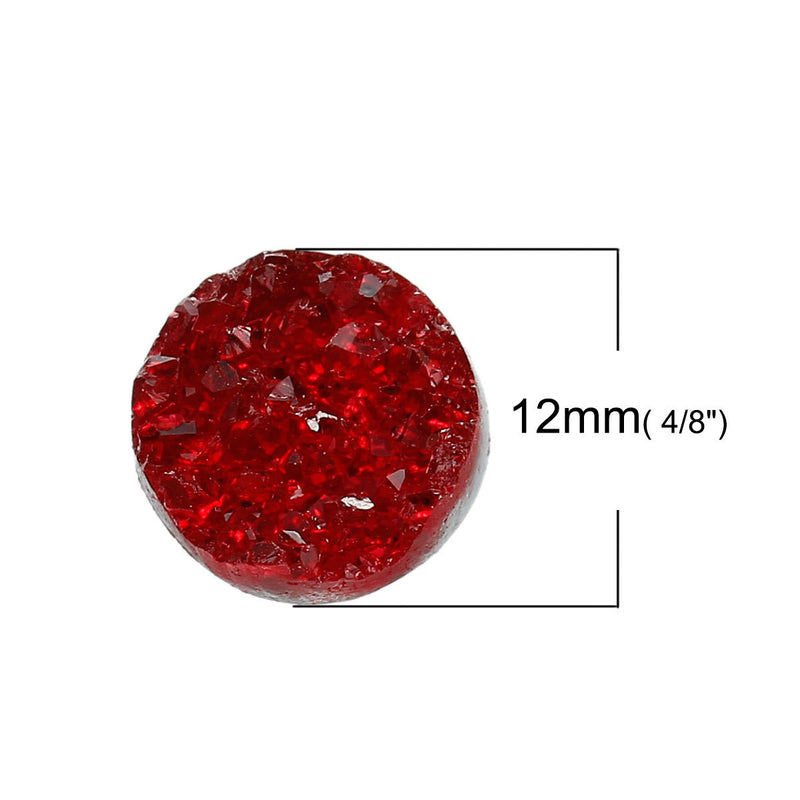 10 Round Resin Cherry Red DRUZY CABOCHONS, faux druzy, 12mm  cab0421