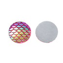 18mm MERMAID FISH Scale Cabochons, Round Resin Metallic, Pink AB iridescent, 10 pieces, 11/16"  cab0425
