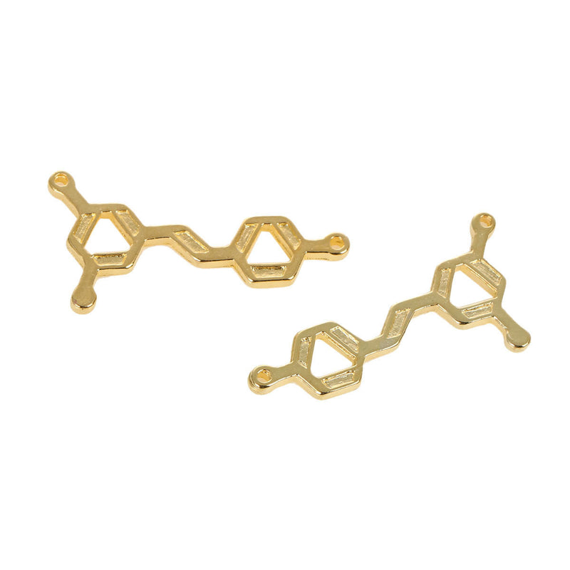5 RESVERATROL Red Wine Molecule Chemistry Charms, Gold Tone Charm Pendants, Science Charms, 28x15mm, chg0399
