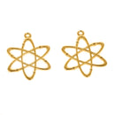 5 ATOM Molecule Chemistry Charms, Gold Tone Charm Pendants, Atomic Energy Science Charms, Nuclear Energy, 33x26mm, chg0400