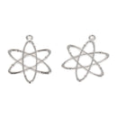 5 ATOM Molecule Chemistry Charms, Silver Tone Charm Pendants, Atomic Energy Science Charms, Nuclear Energy, 33x26mm, chs2387
