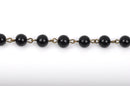 1 yard Black Rosary Chain, bronze wire, 6mm round glass beads, fch0418a