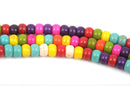 6mm RAINBOW Howlite Rondelle Beads, Multi-Colored Howlite RONDELLE Beads, full strand, about 94 beads, how0516