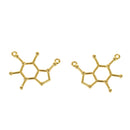 5 CAFFEINE Molecule Chemistry Charms, Gold Tone Charm Pendants, Science Charms, 27x23mm, chg0403
