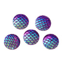 18mm MERMAID FISH Scale Cabochons, Round Resin Metallic, Purple AB iridescent, 10 pieces, 11/16" cab0428
