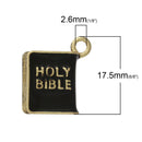 4 HOLY BIBLE Charms, Gold Plated Charms, double sided, 3d charms, 18x15mm, chg0404