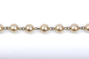 1 yard Taupe Pearl Rosary Chain, bronze, 12mm round glass pearl beads, fch0420a