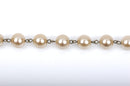 1 yard Taupe Pearl Rosary Chain, bronze, 10mm round glass pearl beads, fch0421a