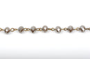 1 yard MUSHROOM BROWN TAUPE Crystal Rondelle Rosary Chain, bronze, 8mm faceted rondelle glass beads, fch0428a