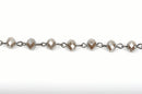 13 feet (4.33 yards) MUSHROOM BROWN TAUPE Crystal Rondelle Rosary Chain, gunmetal, 8mm faceted rondelle glass beads, fch0429b