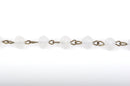 1 yard FROSTED WHITE Crystal Rondelle Rosary Chain, bronze, 8mm faceted rondelle glass beads, fch0430a