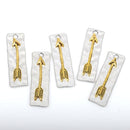 5 ARROW Charms Pendants, rectangle silver base with gold arrow, rustic hammered metal, 38x12mm, chs2391