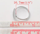 20 Silver Tone Metal Ring Blanks, adjustable size 7.5-9.5, adjustable, pad fits 12mm round cabochons, fin0556