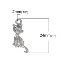 10 SITTING CAT charm pendants, bright silver metal, 3D design, 24x11mm, chs2396