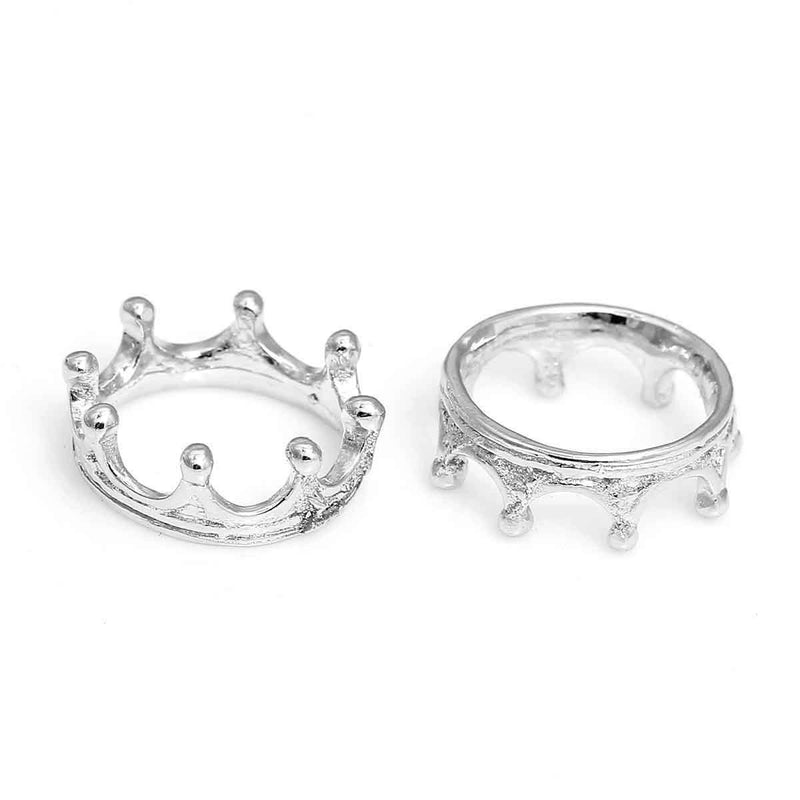 10 Silver Tone KING'S Crown Charm Pendants, 3d charms, queens crown, princess crown, royalty, 19mm diameter, chs2403