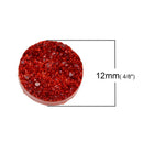 10 Round Resin Metallic Bright RED DRUZY CABOCHONS, faux glitter druzy, 12mm, cab0431