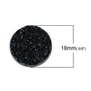 10 Round Resin Midnight BLACK DRUZY CABOCHONS, faux glitter druzy, 18mm, cab0440