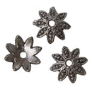 25 Gunmetal Black Leaf Bead Caps, fits 16mm beads, Leaves Bead End Caps, 14mm diameter, fin0563