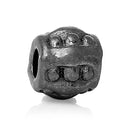 25 Gunmetal Drum Spacer Beads, 6x5mm, Black Dot Pattern, bme0378