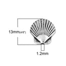 10 Antique Silver Striped Seashell Spacer Beads, Scallop shell beads, 6x5mm bme0380