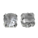 25 Silver Plated Montee Beads, Clear Rhinestone Montees Spacer Beads, prong-set, 5mm, bme0381