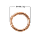 50 pcs 4mm ROSE GOLD Open Jump Rings, Wire Findings, 20 gauge, jum0165a