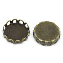 10 Antique Bronze Cabochon Settings, filigree bezel tray fits 12mm round cabochons, fin0525