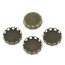 10 Antique Bronze Cabochon Settings, filigree bezel tray fits 12mm round cabochons, fin0525