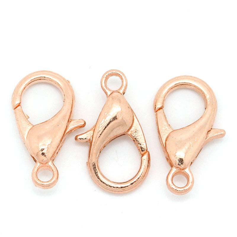 30 ROSE GOLD Copper Lobster Clasps Findings, 15x9, fcl0184