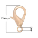 30 ROSE GOLD Copper Lobster Clasps Findings, 12x7mm, fcl0180