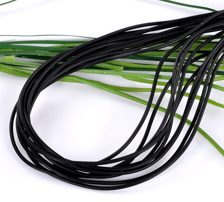 10 meters Black Rubber Jewelry Cord, 2mm diameter, cor0095