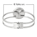 3 Silver Tone Open Bangle Bracelets, Copper Based, fits about 7-5/8" wrist Small to Medium wrist, fits 25mm cabochon, fin0520