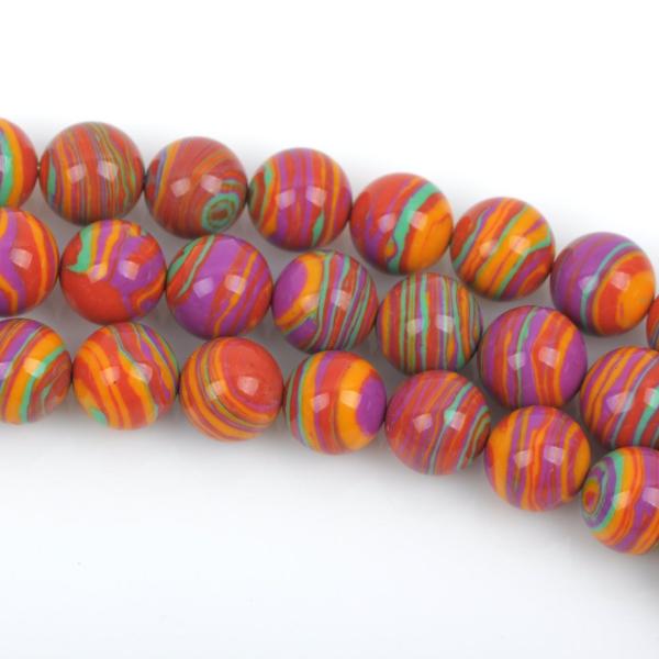 14mm Round RAINBOW Beads, Composite Stone, full strand, about 29 beads, gmx0038