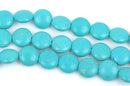 14mm TURQUOISE BLUE Howlite Round Coin Beads, full strand, 27 beads, how0441