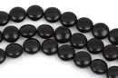 12mm JET BLACK Howlite Round Coin Beads, full strand, 33 beads, how0448