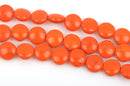 12mm ORANGE Howlite Round Coin Beads, full strand, 33 beads, how0455