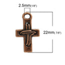 50 Copper RUSTIC CROSS Charm Pendants, 7/8"  chc0043b