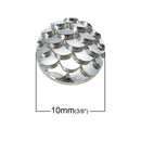 10mm MERMAID FISH SCALE Cabochons, Round Resin Metallic, silver,  10 pieces, 3/8"  cab0402