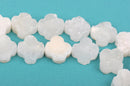 4 DRUZY Beads, QUATREFOIL Shape, White with Sparkly Crystals, Natural Druzy Quartz Beads, flat back cabochons,  16mm gdz0156