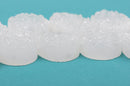 2 DRUZY Natural GEMSTONE Quartz Geode Cabochon Beads, Round, 20mm, about 3/4"  White Ice Crystal flatback with hole,  gdz0157
