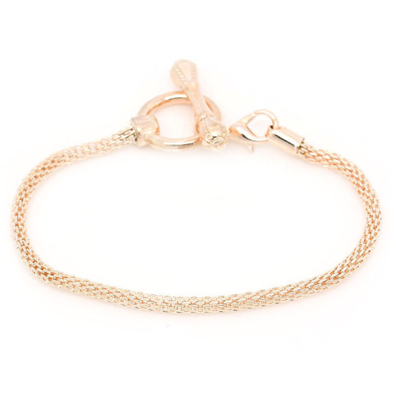 5 Rose Gold Lantern Chain Bracelets with Toggle Clasp, Fits European Style Beads, 18cm, 7-1/8" long FCH0379