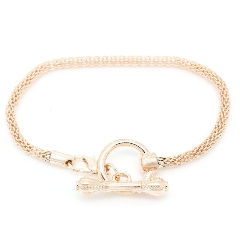 5 Rose Gold Lantern Chain Bracelets with Toggle Clasp, Fits European Style Beads, 18cm, 7-1/8" long FCH0379
