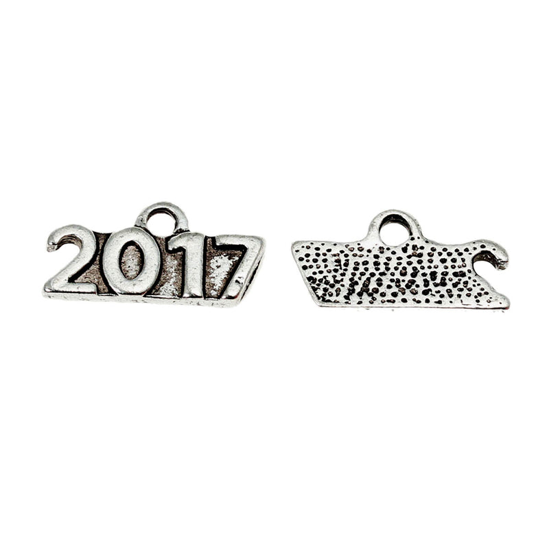 10 Silver Tone 2017 Graduation Charms or Pendants chs2309