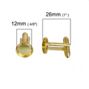 10 pcs (5 pair) GOLD PLATED CUFFLINKS Cuff Links with 10mm Bezel Tray, fits 10mm cabochons, fin0522