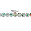 10mm RED and GREEN Crackle Glass Beads, two-tone color, double strand, about 83 beads  bgl1369