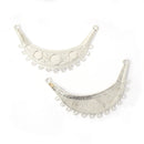 5 LARGE Silver Plated Metal CRESCENT Bib Pendants, 3-1/2" across fits 10mm and 8mm round cabochons, chs2322