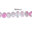 8x6mm PINK, White, and BROWN Marbled Glass Rondelle Beads, faceted, full strand, bgl1374