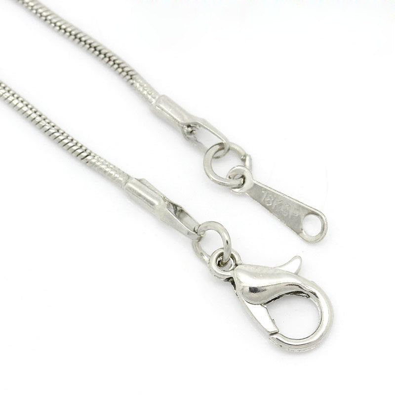 5 Silver Tone Copper Snake Chain Necklace with Lobster Claw Clasp for Jewelry Making, 24" long fch0383